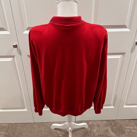 Medium Alfred Dunner long-sleeve polo style sweater red with black embroidery - Picture 3 of 3
